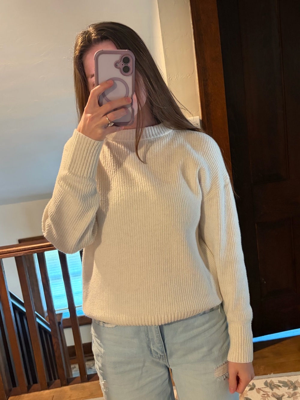 Old Navy Ivory Ribbed Crewneck Sweater